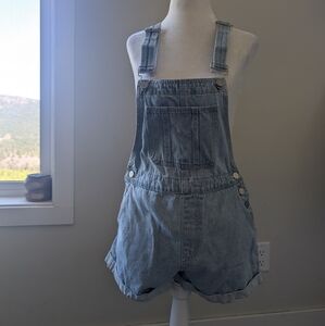 Light Blue Denim Overalls Shorts